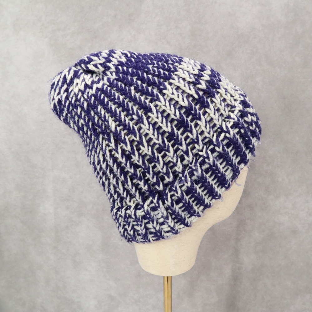 Purple Multi Color Crochet Cable Knit Skater Cozy Cottage Beanie Cap Hat OS